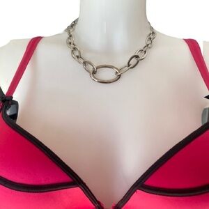 Kenneth Cole New York Shiny Silvertone Chain Link Necklace NWOT